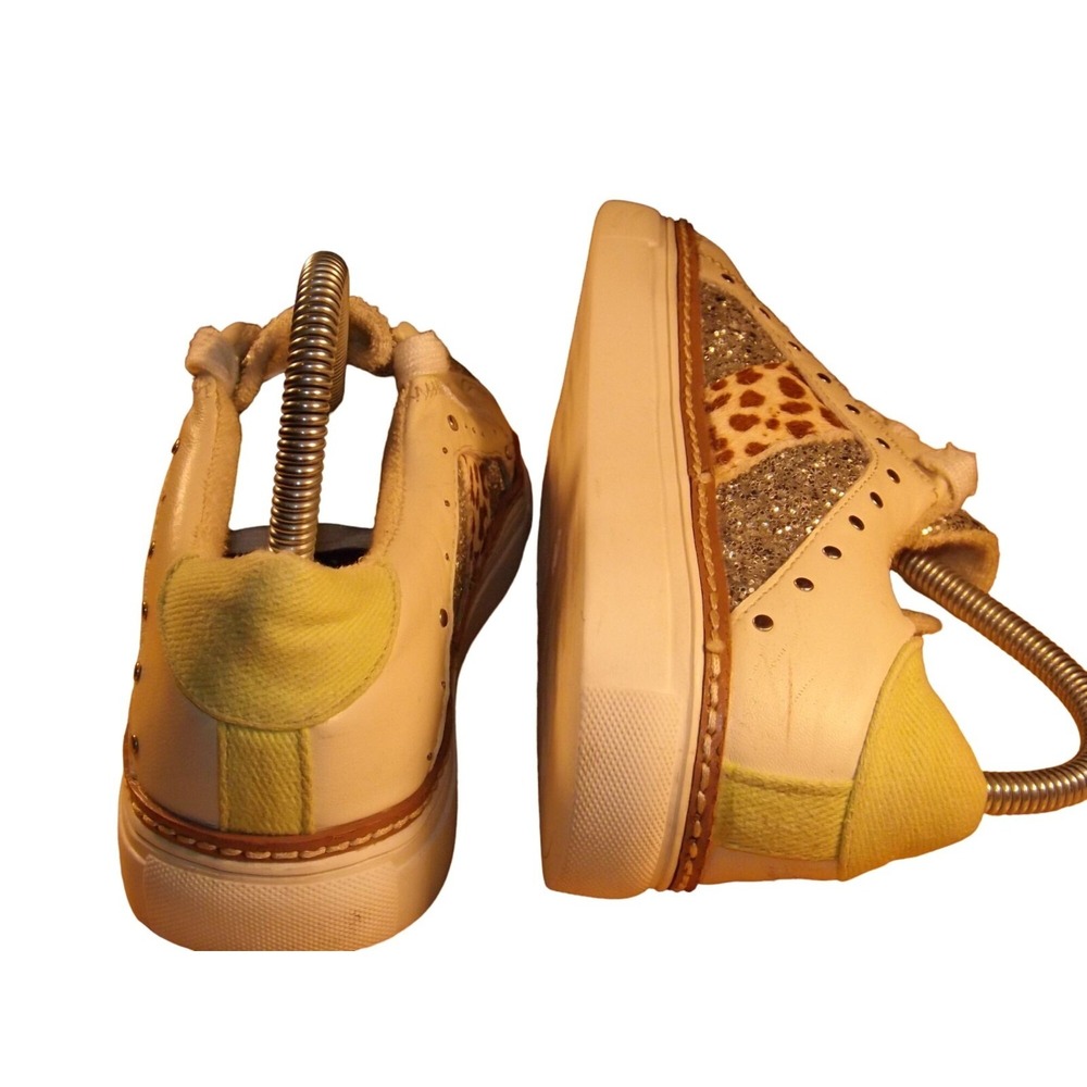 Crown Vintage Sneakers Womens Sz 7.5 Lace Up Multi Print Boho Hipster Shoes Chic - Picture 5 of 9